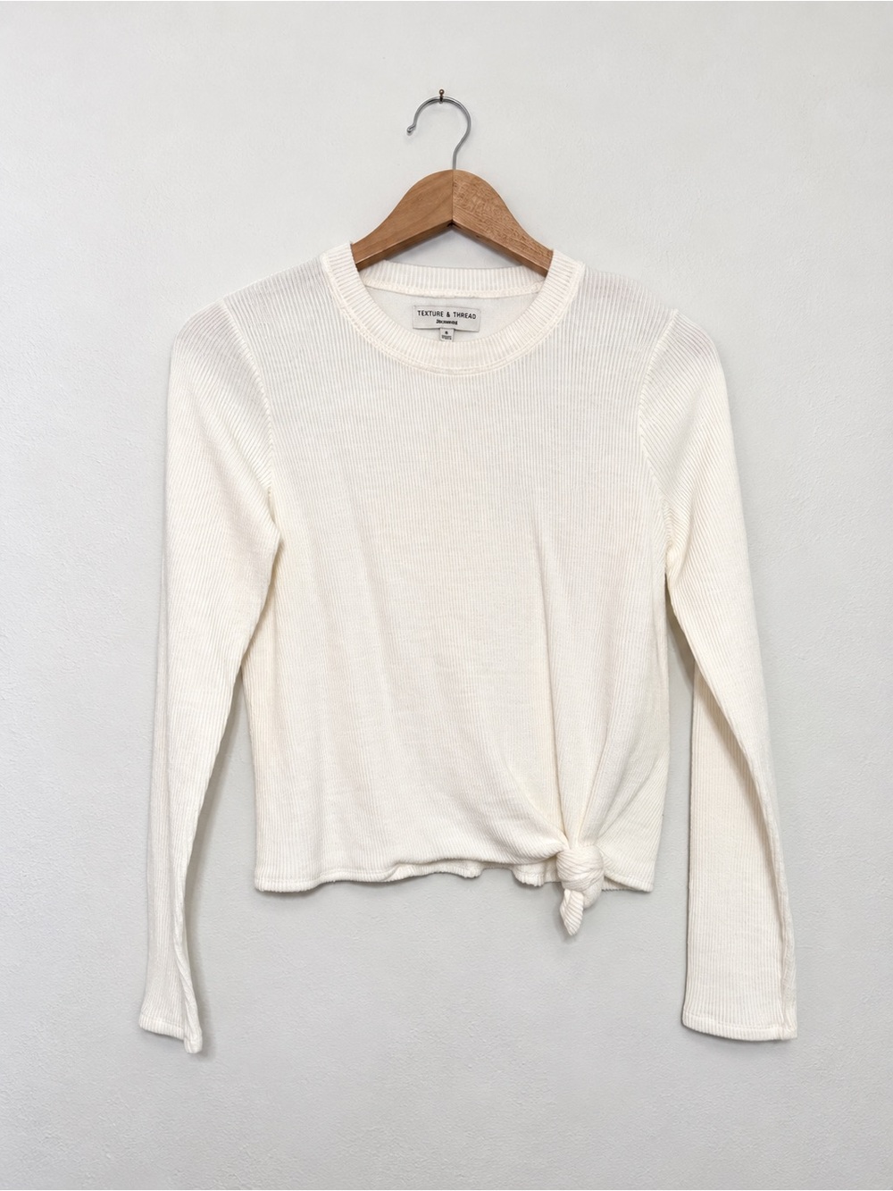 Madewell Texture & Thread White Long Sleeve Ribbed Tee Small EUC